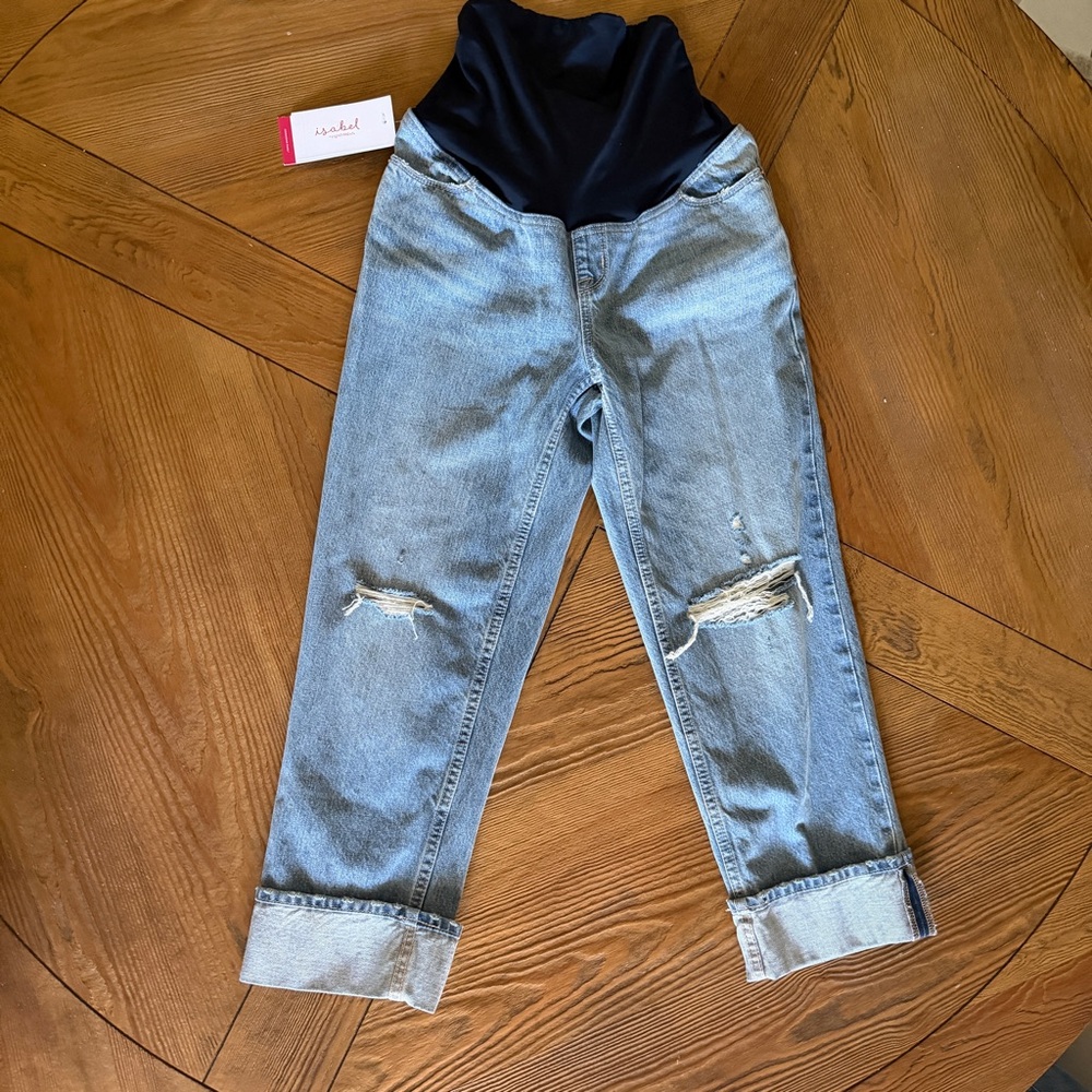 Over Belly Cropped Vintage High-Rise Straight Maternity Jeans Size 2 - Isabel
